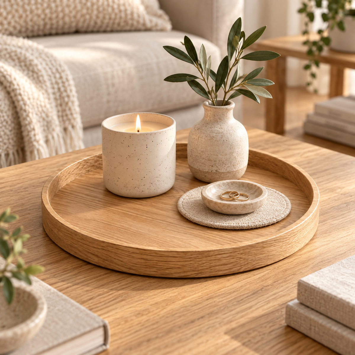 Alder Round Display Tray lifestyle scene